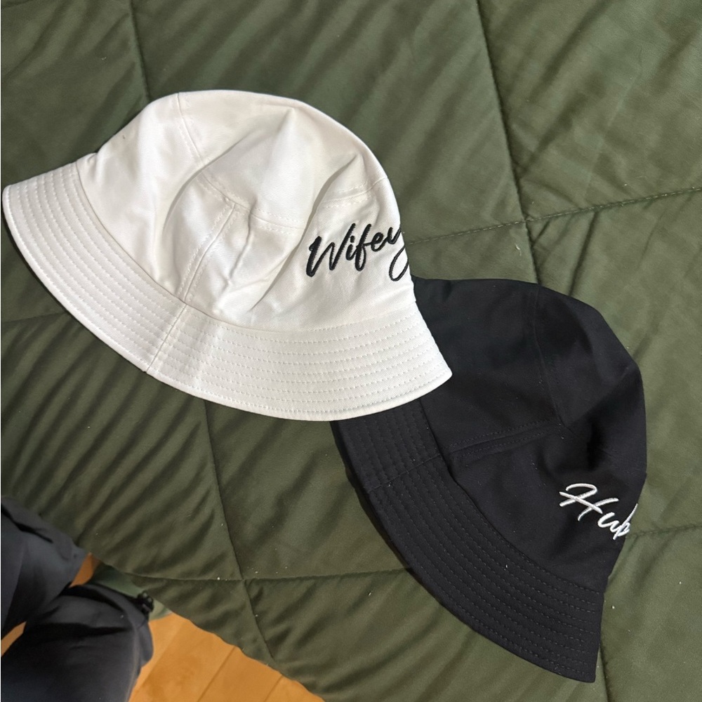 Stylish White and Black Bucket Hats